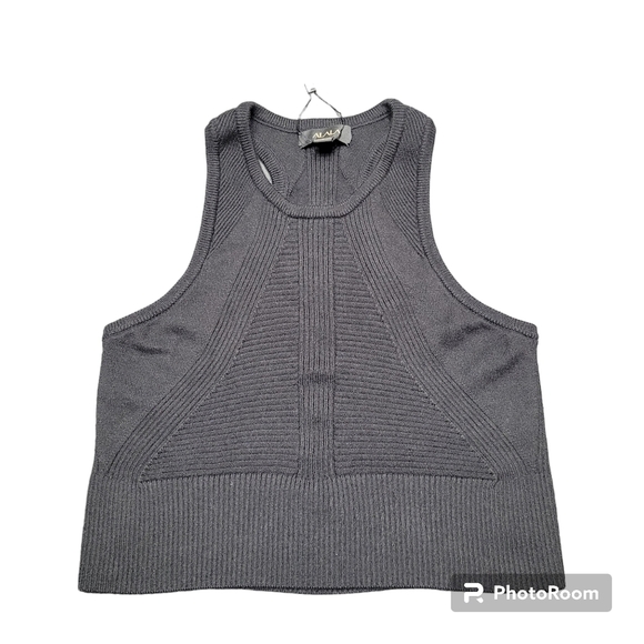 Alala Black Goddess Cashmere Blend Crew Neck Racerback Crop Top Knit Tank NWOT M - Picture 2 of 11